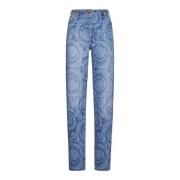 Blå Denim Barocco Print Jeans