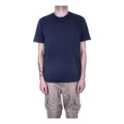 Blå Bomuld T-shirt med Frontlomme