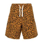 Leopard Print Linen-Bomuld Shorts