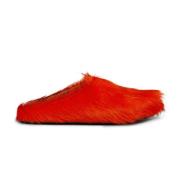 Orange Læder Sandaler Slip-On Stil