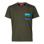 Italiensk Bomuld T-shirt med Multifarvede Striber