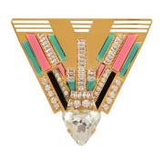 Messing og krystal Art Deco broche