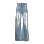 Sølv Spray Wide-Leg Denim Jeans