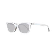 Hvide Oval Solbriller med Brune Gradientlinser