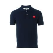 Navy Blue Heart Embroidered Polo Sweater