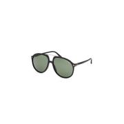 Matte Black Solbriller med Grønne Linser