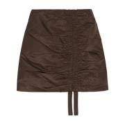 Ruched Nylon Mini Skirt