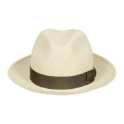 Hvid Straw Panama Hat med Logo Bånd