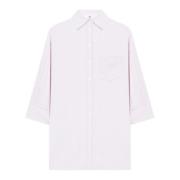 Pink Stribet Jacquard Skjorte