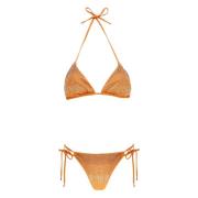 Orange Trekantet Bikini med Studs Mønster