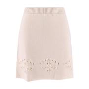 Beige Ribstrikket Uld Nederdel - AW23