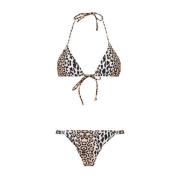 Leopard Print Halterneck Bikini Sæt