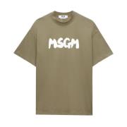 Grøn Logo Print Crew Neck T-shirt