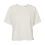 Broderet T-Top - Bright White