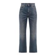 Blå Jeans Med Frynset Ben Lavet i Italien