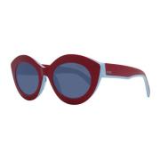 Røde Cat Eye Solbriller med Blå Linser