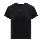 Sort Crew-neck T-shirt med Wang Print