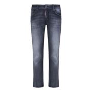 Sort Slim-Fit Brugt-Vask Denim Jeans