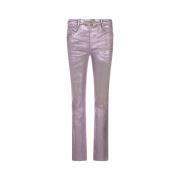 Pink Slim Jeans Crystal-Studded Logo