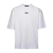 Hvid Bomuldsoversize T-Shirt med Logo Print