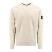 Beige Sweatshirt Ribbed Crew-Neck AW24