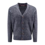 Blå Strik V-Hals Sweater
