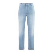 Blå Cropped Straight Jeans
