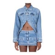 Denim Peplum Jakke til Kvinder