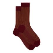 Burgundy Twin-Rib Cotton Socks