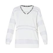 Ivory Viskose Sweater med Jacquard Logo