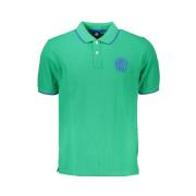 Grøn Bomuld Polo Shirt med Korte Ærmer