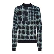 Sort Strikbluse med Shibori-tern