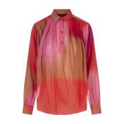 Silke Multifarvet Skygge Skjorte