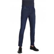 Flad Design Chino Jeans Blå Bomuld