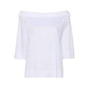 Hvid Poplin Off-Shoulder Bluse