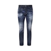 Mørkeblå Klassiske Fem Lomme Jeans