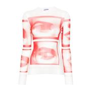 Grafisk Print Mesh Top