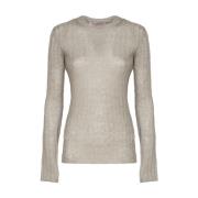 Beige Linen Ribbed Sweater