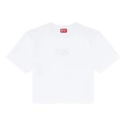 Hvid Bomulds T-shirt med Oval D Logo