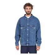 Blå Denim Trucker Jakke Oversize Fit