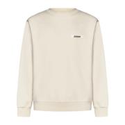 Beige Sweater med Logo Appliqué