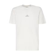 Hvid Bomulds T-shirt med Centralt Logo