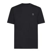 Sort Bomuld Crew Neck Logo T-shirt