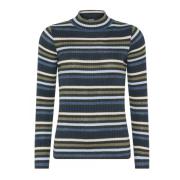 Stribet Ribstrik Pullover Bluse Agave