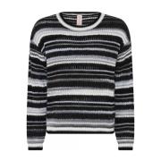 Stribet Strik Pullover Sort