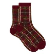 Burgundy Tartan Short Socks