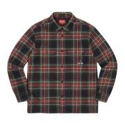 Quiltet Plaid Flannel Skjorte Sort