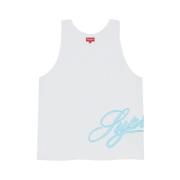 Mesh Script Tank Top White