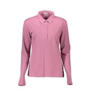 Elegant Pink Langærmet Polo Skjorte