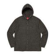 Mini Plaid Hooded Shirt Black